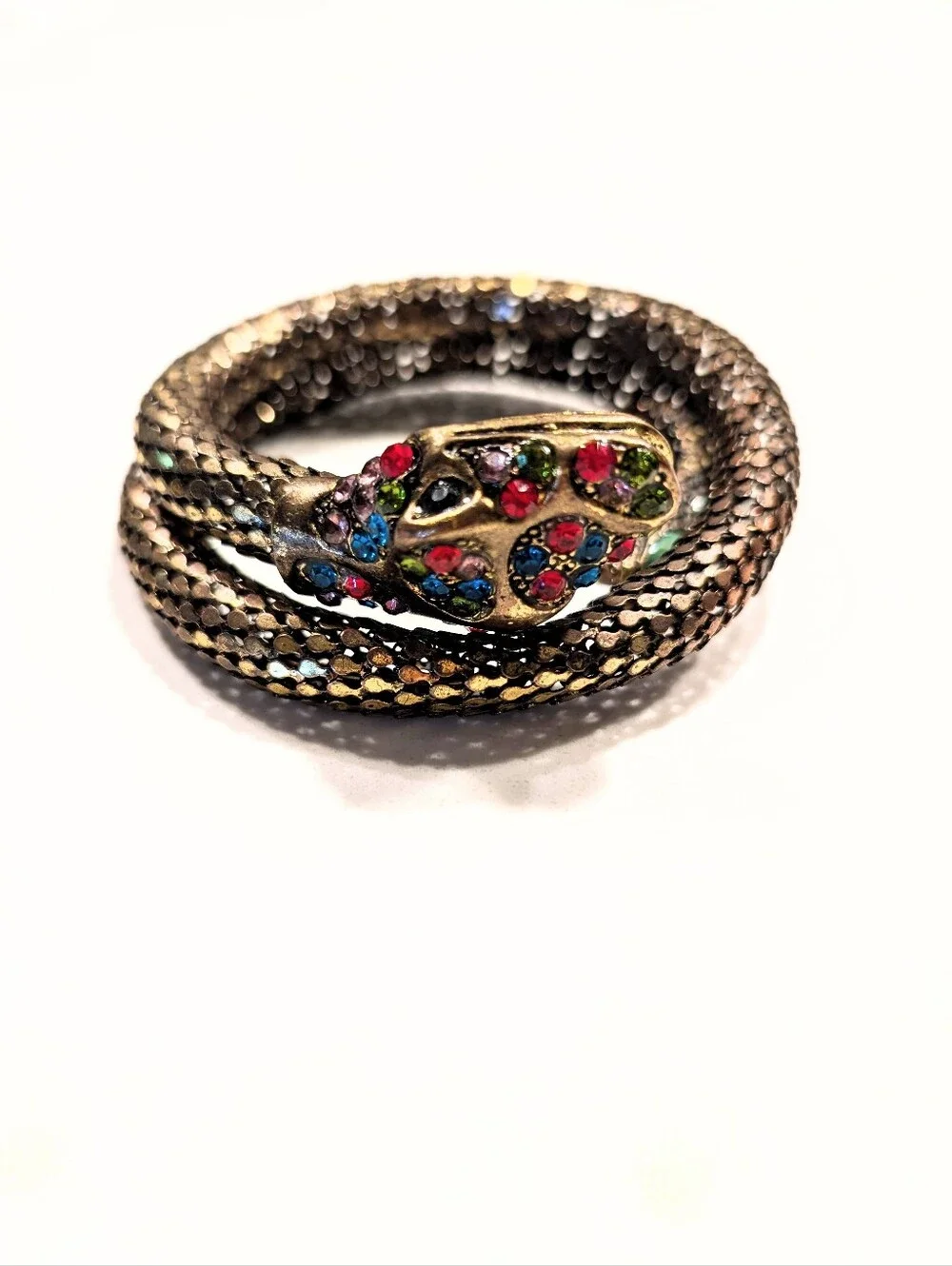 Vintage Mesh Gold Snake Coil Crystal Boho Indie Fairy Bracelet